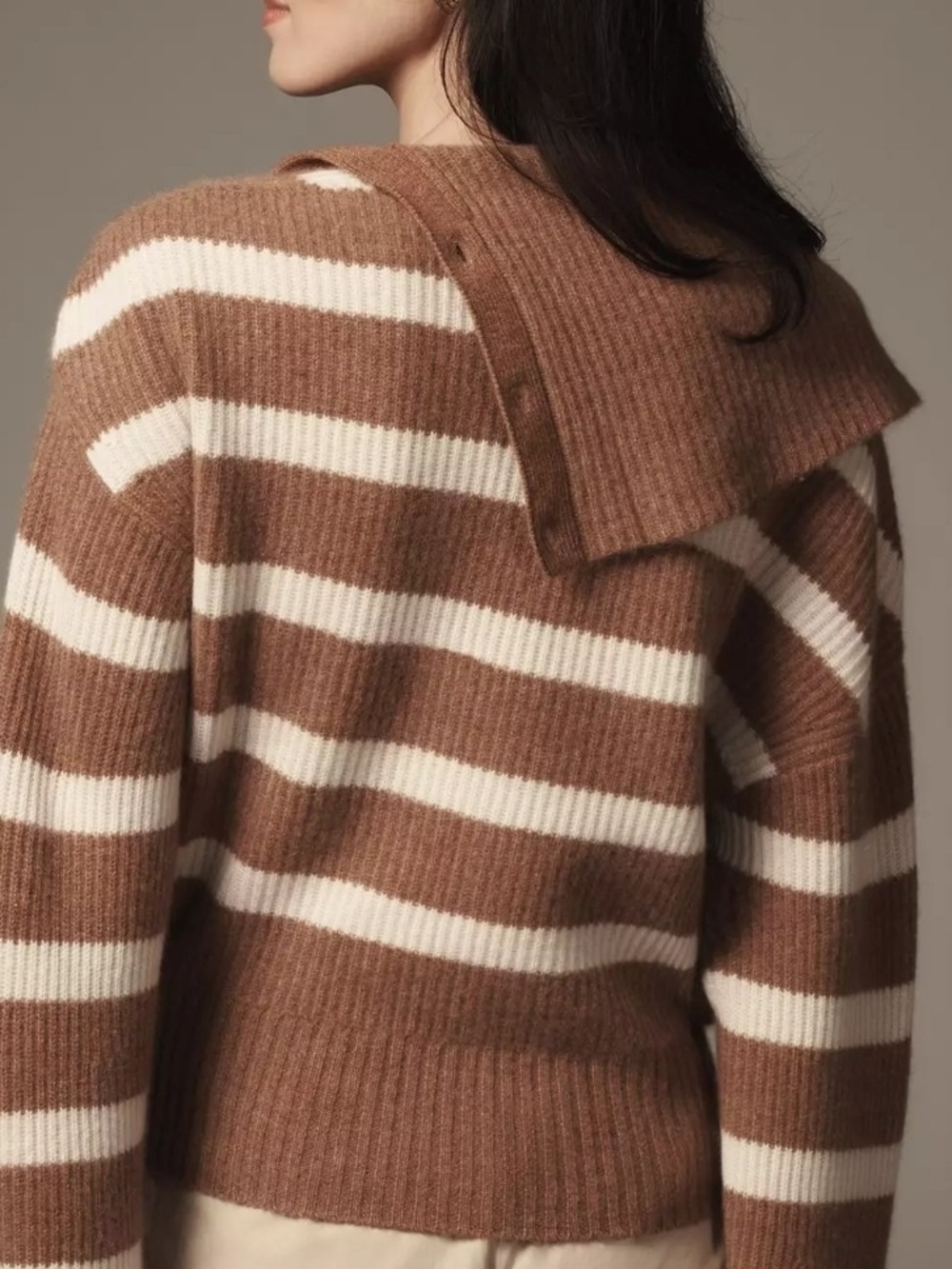 Anthropologie Maeve Cashmere Brown and Cream Sweater Size L